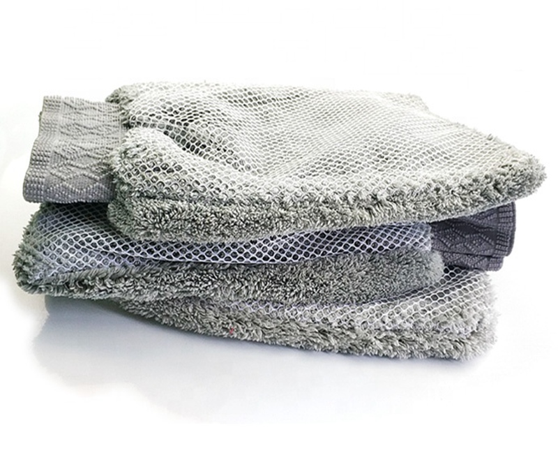 Microfiber Car Wash Mitt na May Mesh