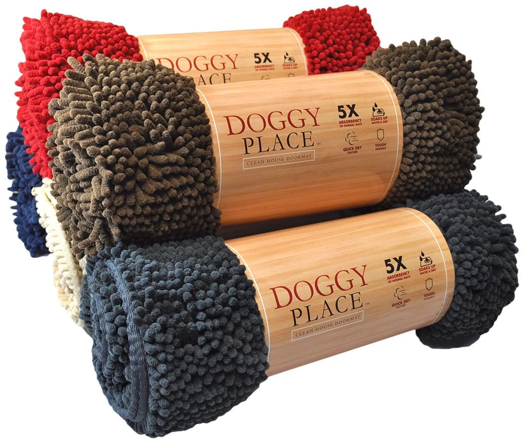 Mahuhugasang Microfiber Chenille Dog Door Mat